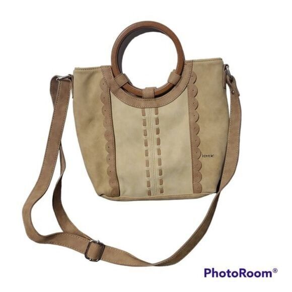 Kensie Tan Boho Wood Hadden Crossbody purse - Picture 1 of 14